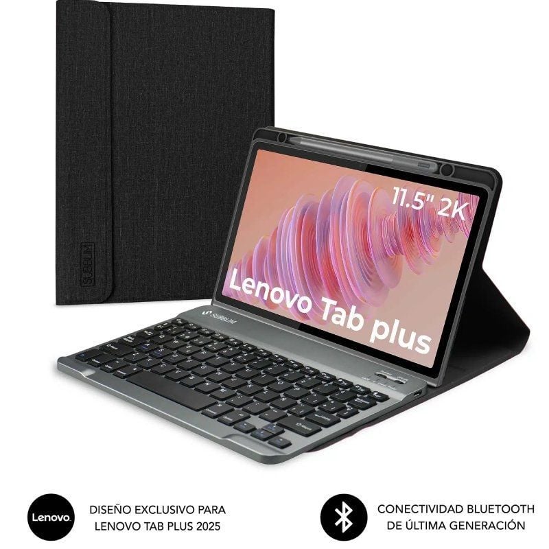 Funda con Teclado Subblim Keytab Pro BT Lenovo Tab 2025 11.5'/ Negra